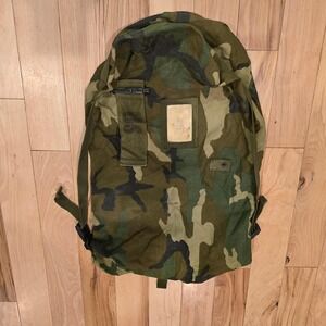 Vintage US Army M81 Woodland Camo Roll Top Backpack Tactical Utility Stuff Bag